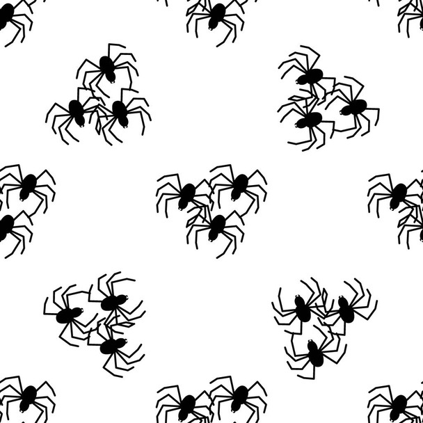 Spider vector seamless pattern on a white background. Insect pattern print on textiles, paper, wrapping paper theme - Вектор, зображення