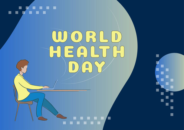 Señal que muestra el Día Mundial de la Salud, concepto de negocio Fecha especial para actividades saludables Prevención de la atención - Foto, Imagen