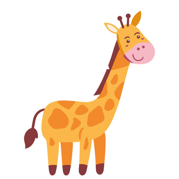 cute giraffe animal comic character - Vector, Image