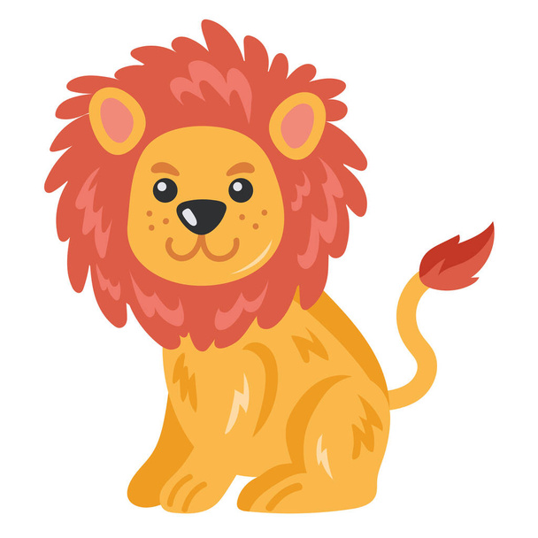 cute lion animal comic character - Vektor, kép