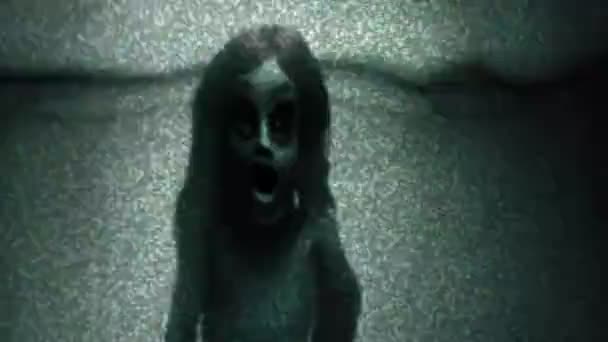 Chica fantasma en la televisión ruido estático - Imágenes, Vídeo