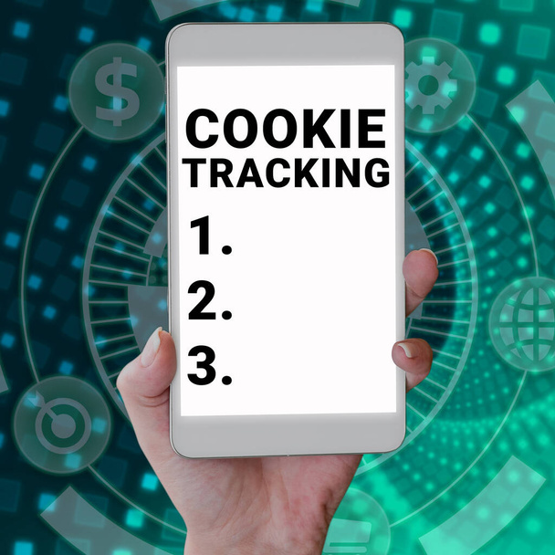 Εγγραφείτε για την εμφάνιση Cookie Tracking, Business showcase Δεδομένα αποθηκευμένα στο χρήστη s είναι ο υπολογιστής από την ιστοσελίδα που επισκέπτονται - Φωτογραφία, εικόνα