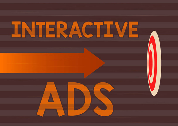Legenda do texto apresentando anúncios interativos, abordagem de negócios usa mídia interativa para se comunicar com os consumidores - Foto, Imagem
