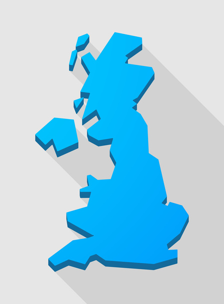 blauer langer Schatten vereinigtes Königreich Karte  - Vektor, Bild