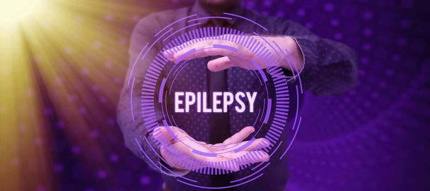 Käsitteellinen näyttö Epilepsia, sana neljänneksi yleisin neurologinen häiriö Arvaamattomat kohtaukset - Valokuva, kuva