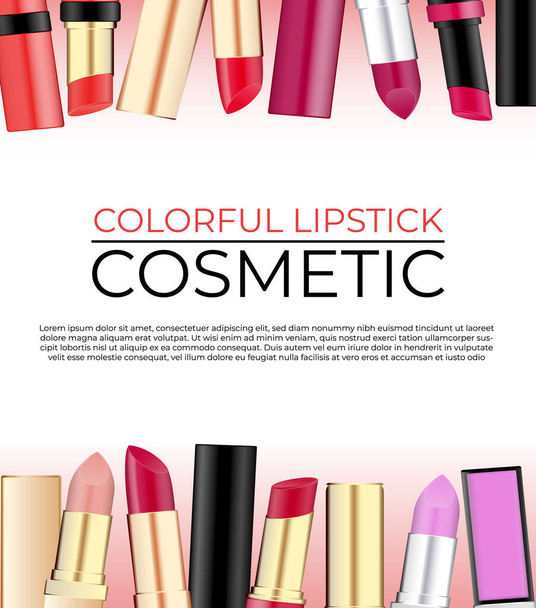 set of realistic lipstick mockup isolated or various color woman cosmetic concept. eps vector - Vecteur, image