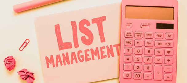 Conceptueel bijschrift List Management, Business idee bedrijf of individu die optreedt als een agent van de lijst eigenaar - Foto, afbeelding