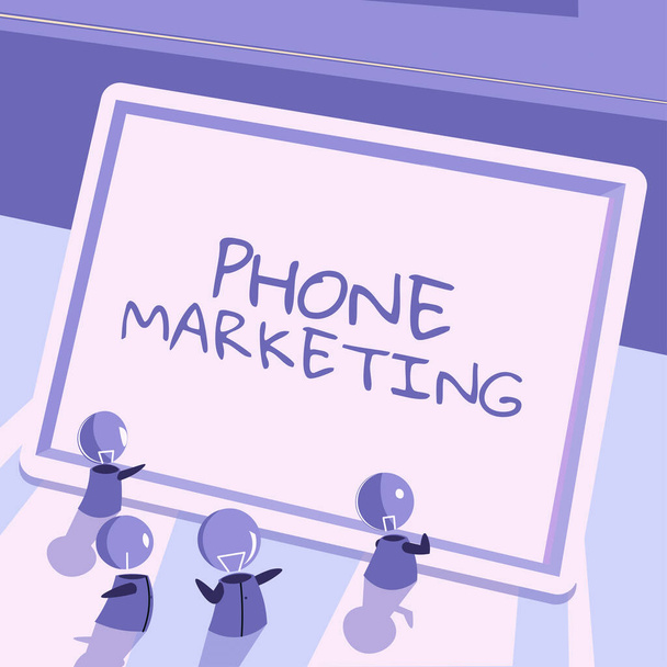 Λεζάντα κειμένου που παρουσιάζει το Phone Marketing, Internet Concept τέχνη της προώθησης προϊόντων και υπηρεσιών μέσω κινητών συσκευών - Φωτογραφία, εικόνα