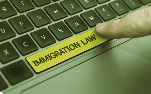 Text showing inspiration Immigration Law, Business idea national statutes and legal precedents governing immigration - Foto, Imagem