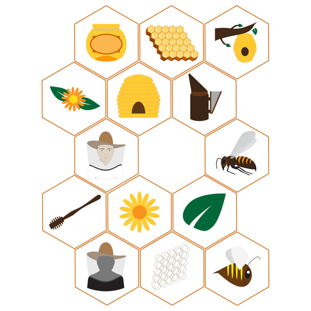 Μελισσοκομία εικόνες set - Διάνυσμα, εικόνα
