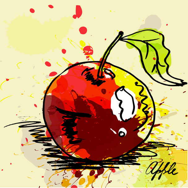 Stylized apple on grunge background - Vector, afbeelding