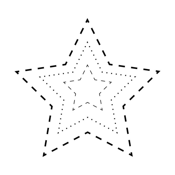 就学前、幼稚園、モンテッソーリの子供たちのための星の形の壊れた線の要素を追跡するベクトルイラストで事前に書き込み、描画し、切断練習活動 - ベクター画像