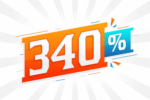 340% korting marketing banner promotie. 340 procent verkoop promotioneel ontwerp. - Vector, afbeelding
