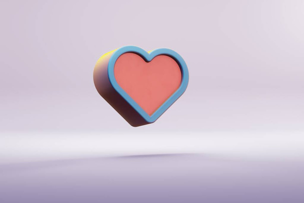 Beautiful illustration blue Heart symbol icons on a bright pink  background. 3d rendering illustration. Background pattern for design.	 - Zdjęcie, obraz