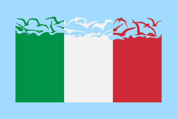 Italy flag with freedom concept, independent country idea, Italy flag transforming into flying birds vector, sovereignty metaphor, flat design - Vector, Image