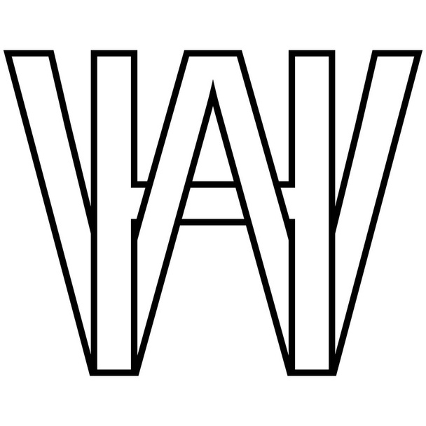 Logo signo hw wh icono, nft entrelazado letras w h - Vector, Imagen