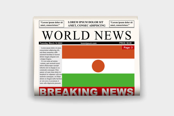 Nigérie country noviny s vlajkou, aktuality na newsletter, Nigérie novinky koncept, Gazette strana s titulem, časopis s vlajkou země, čtení novin, streamer titulek - Vektor, obrázek