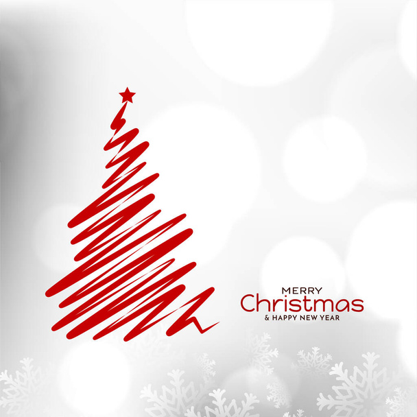 Merry Christmas festival stylish card with red christmas tree design vector - Vector, imagen