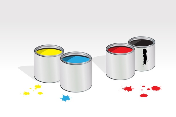 Ilustração gráfica de quatro recipientes de tinta
 - Vetor, Imagem