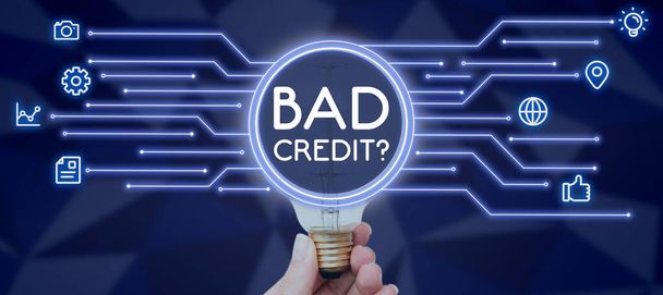 Εγγραφή εμφάνισης κειμένου Bad Credit, Word Γράφει σχετικά με την προσφορά βοήθειας μετά από να πάει για δάνειο στη συνέχεια να απορριφθεί - Φωτογραφία, εικόνα
