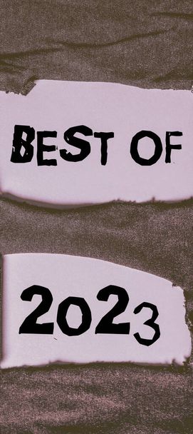 Panneau affichant le meilleur de 2023, les affaires mettent en valeur de grandes et merveilleuses choses et événements se sont produits sur 2023 - Photo, image