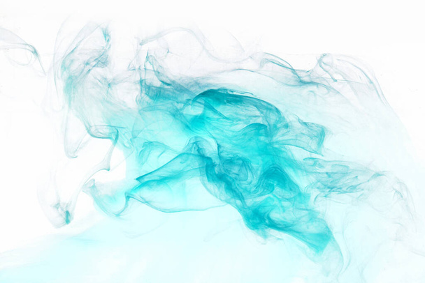 Emerald green ink abstract background. Acrylic paint backdrop for perfume, hookah, cosmetics. Mysterious smoke clouds, colorful fog - Фото, изображение