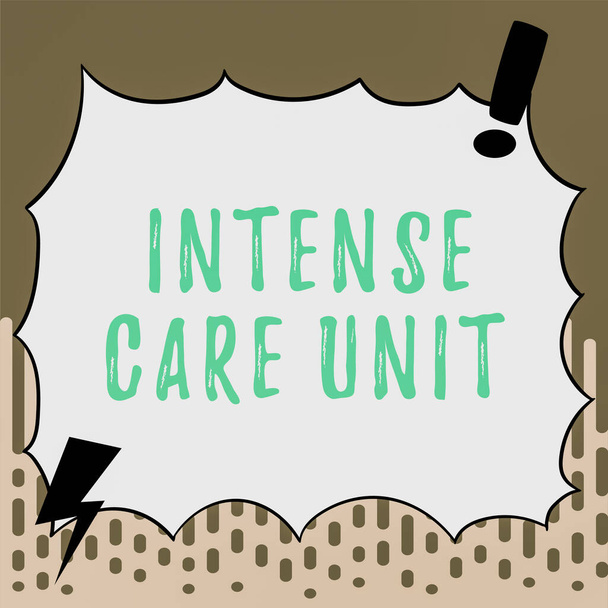 Koncepční popisek Jednotka intenzivní péče, koncepce znamená jednotku v nemocnici poskytující intenzivní péči pro těžce nemocné nebo zraněné - Fotografie, Obrázek