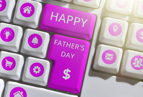Didascalia di testo che presenta Happy Fathers Day, Internet Concept periodo dell'anno per celebrare i padri di tutto il mondo - Foto, immagini