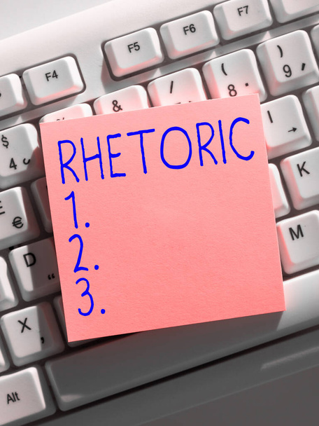Написання тексту Риторика, Слово написане з вивчення письма або мови як засіб спілкування або переконування - Фото, зображення