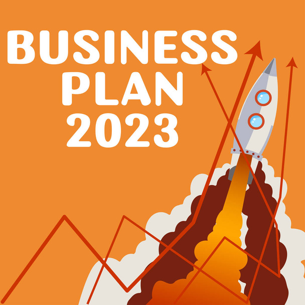 Rédaction de textes Plan d'entreprise 2023, Idée d'entreprise Défier les idées et les objectifs d'entreprise pour la nouvelle année - Photo, image