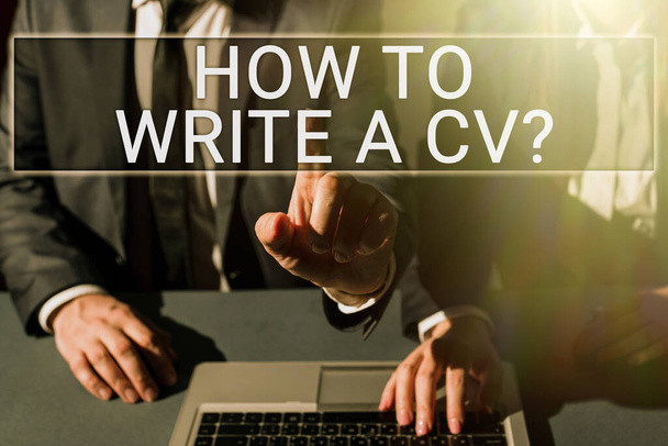 Inspiracja pokazująca znak Jak napisać CV, Słowo dla zaleceń, aby dobre CV, aby uzyskać pracę - Zdjęcie, obraz