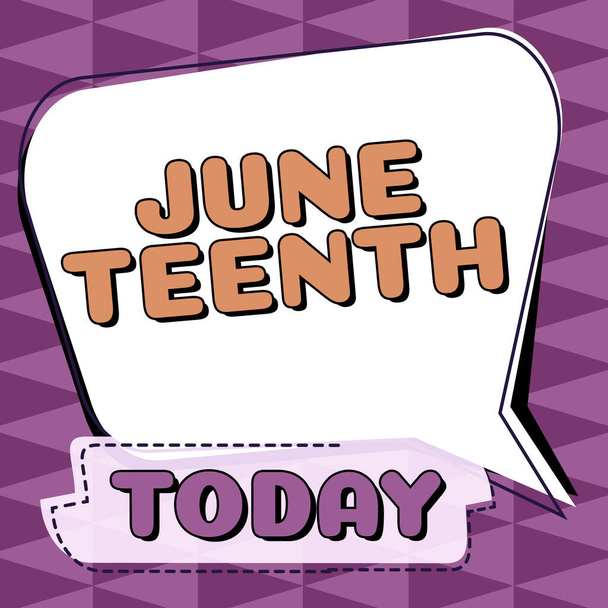 Texto que mostra inspiração June Teenth, Business abordagem feriado legal nos Estados Unidos em comemoração do fim da escravidão nos EUA - Foto, Imagem
