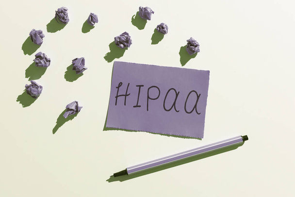Rukopis text Hipaa, Slovo pro zkratku pro Zdravotní pojištění Přenositelnost Odpovědnost - Fotografie, Obrázek