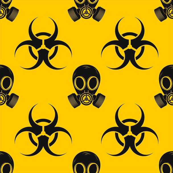 Biohazard sign with Gas mask seamless pattern. Vector illustration - Vector, Image