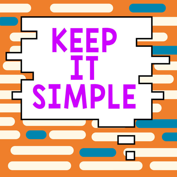 Надпись на тексте: Keep It Simple, Word for Easy to toss around Understandable Generic terminology - Фото, изображение
