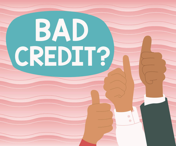 Inspiration showing sign Bad Credit, Word Written on offering help after going for loan then getting rejected - Photo, Image