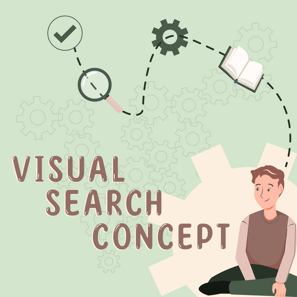 Inspiración mostrando signo Visual Search Concept, Negocios mostrar tarea perceptual que requiere atención para un objeto - Foto, imagen