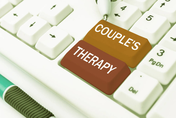 Texto de la escritura Terapia de pareja S, Palabra Escrito en tratar angustia relación para individuos y parejas - Foto, imagen