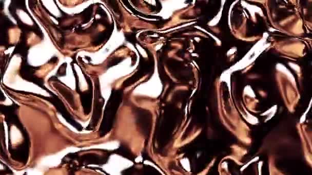 Textura líquida metálica abstracta hirviendo. Diseño. Brillante sustancia de bronce - Imágenes, Vídeo