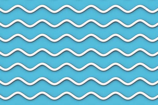 Patrón de línea ondulada blanca azul. Textura ondulada. Textura de baldosas de cerámica moderna. Fondo de patrón abstracto, representación 3d - Foto, imagen