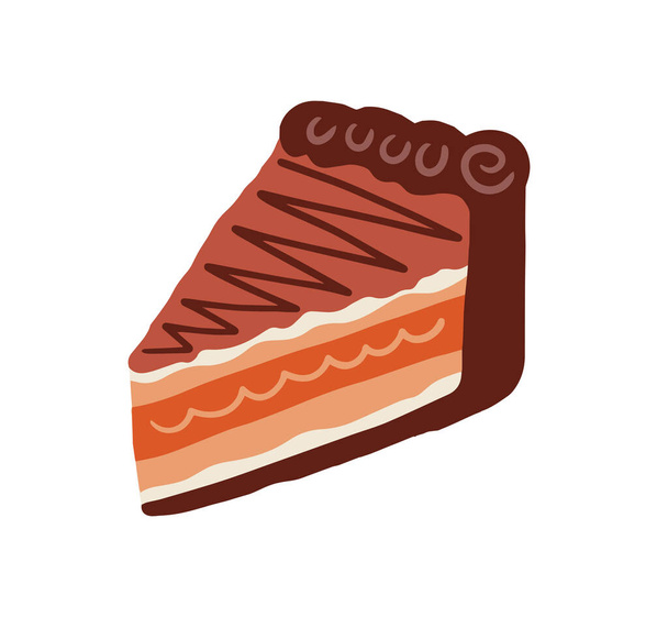 Tiramisu chocolate cake cartoon hand drawn design vector. Thanksgiving holiday symbol. - Vector, Image