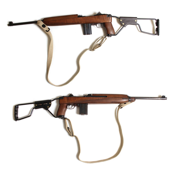 Vintage sotilaallinen kivääri eristetty valkoisella vasemmalla ja oikealla puolella View M1 Carbine - Valokuva, kuva