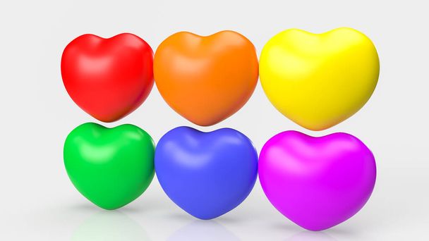 Η καρδιά πολλαπλών χρωμάτων για την έννοια Igbtq 3d απόδοση - Φωτογραφία, εικόνα