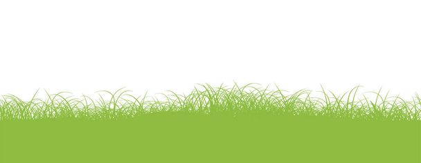 Seamless Green Grassy Field Vector Background Illustration With Text Space. Horizontally Repeatable. - Vector, Image