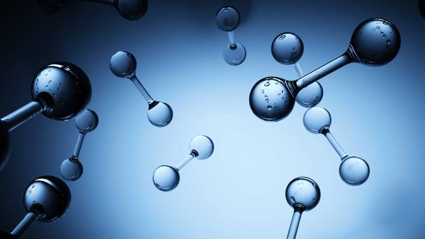 Modrá věda H molekuly pozadí. Abstraktní struktura 3d dvojitá molekula pozadí - Fotografie, Obrázek