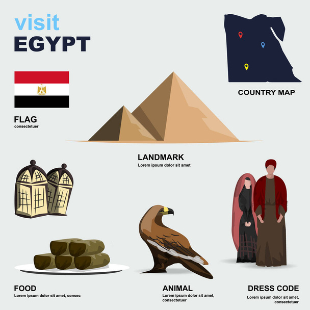 Ägypten Land Detail Vektorillustration - Vektor, Bild