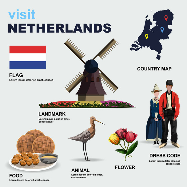Netherlands country detail vector illustration - Vector, Image