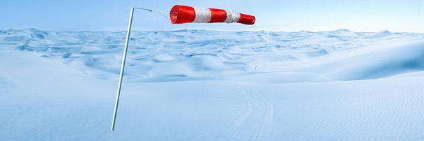Vista panorâmica da paisagem das grandes dunas de neve. Antarctic Snowball Earth Desert. Conceito e Metáfora para Previsão e Visão para soluções de negócios novas e criativas. - Foto, Imagem