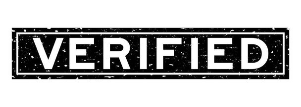 Grunge μαύρο επαληθεύεται λέξη τετράγωνο σφραγίδα καουτσούκ σε λευκό φόντο - Διάνυσμα, εικόνα