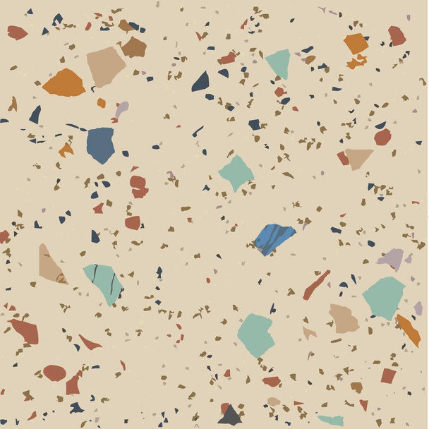 Tile terrazzo vector pattern with colorful stone on grey marble background for seamless concrete rock wallpaper - ベクター画像